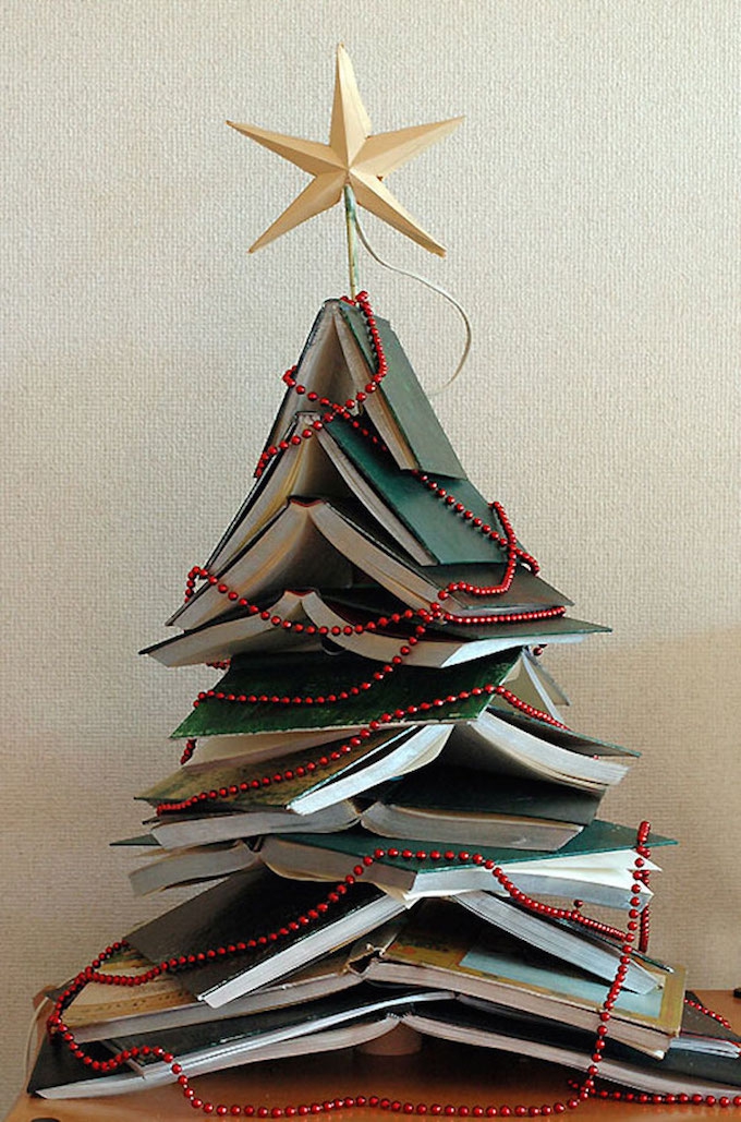 Cover your books in green paper for added festive charm.