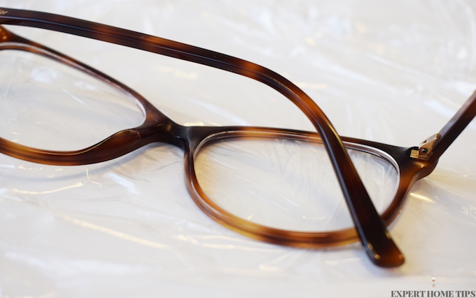 glasses wrapped in cling film.