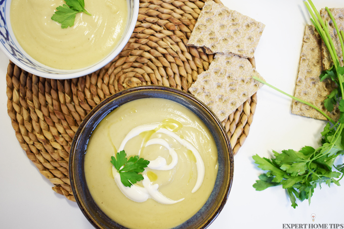 vegan parsnip soup recipe cashew cream truffle oil