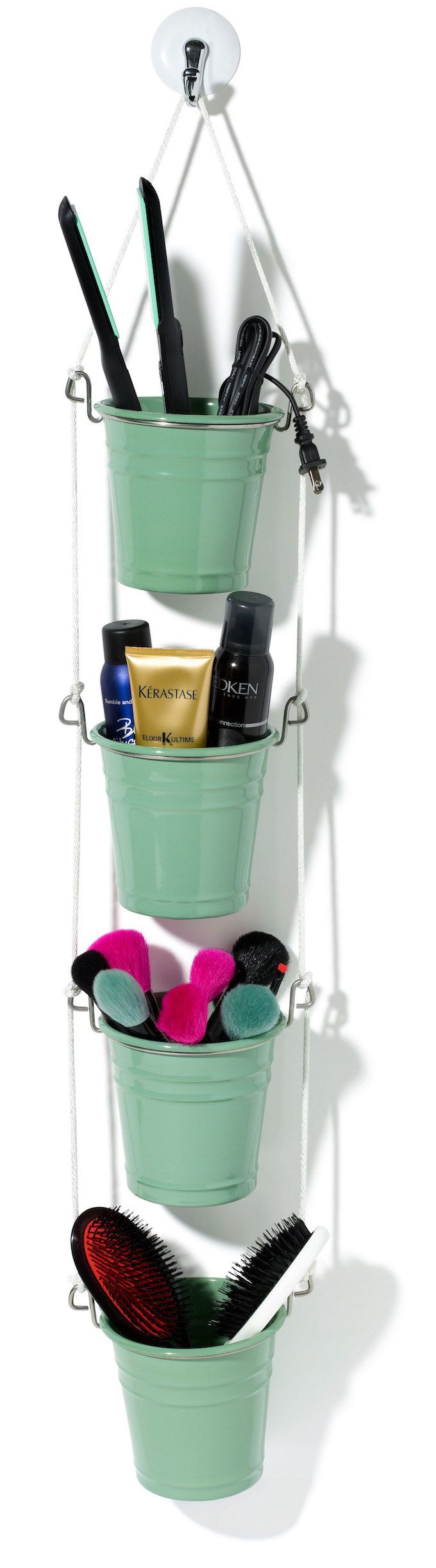 bucket hanging storage diy bathroom