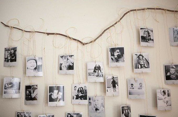 String and photo headboard