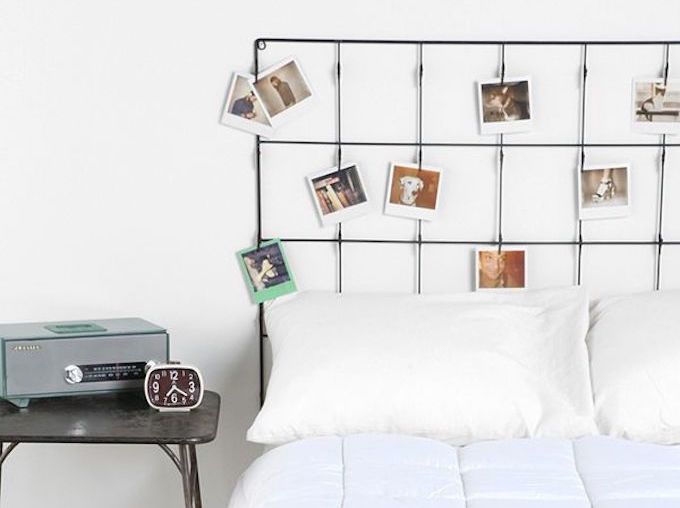 Metal grid headboard