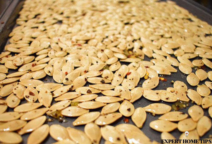 seeds on a baking tray